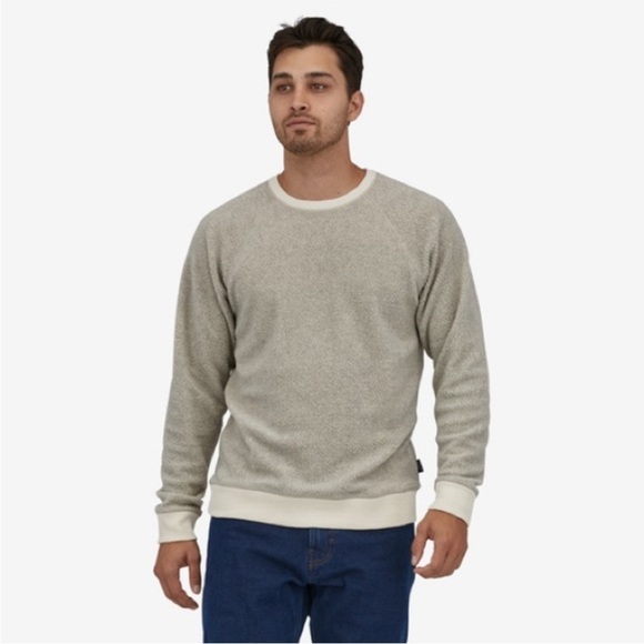 Patagonia Men's Reversible Shearling Crew Pullover Sweatshirt Natural - Picture 2 of 11